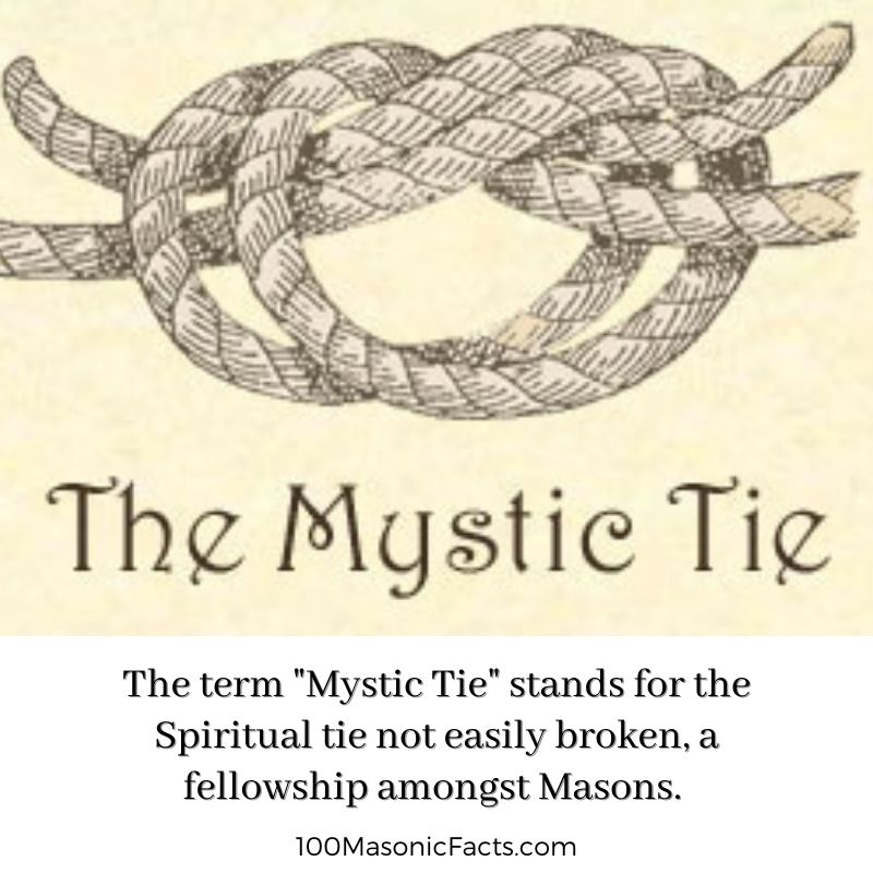  The term "Mystic Tie" stands for the Spiritual tie not easily broken, a fellowship amongst Masons.