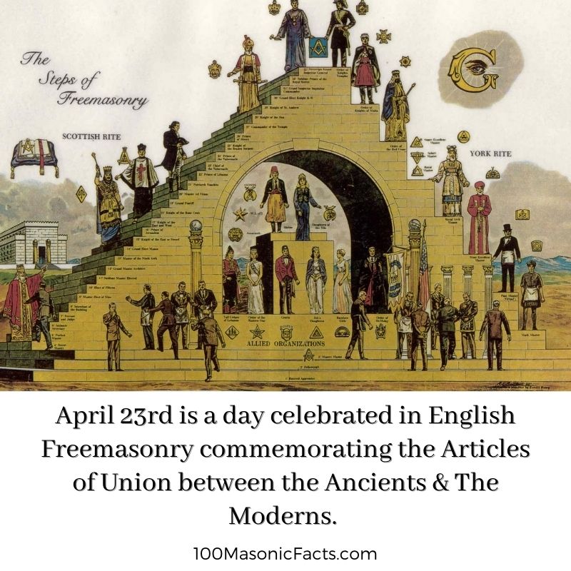 April 23rd is a day celebrated in English Freemasonry commemorating the Articles of Union between the Ancients & The Moderns.