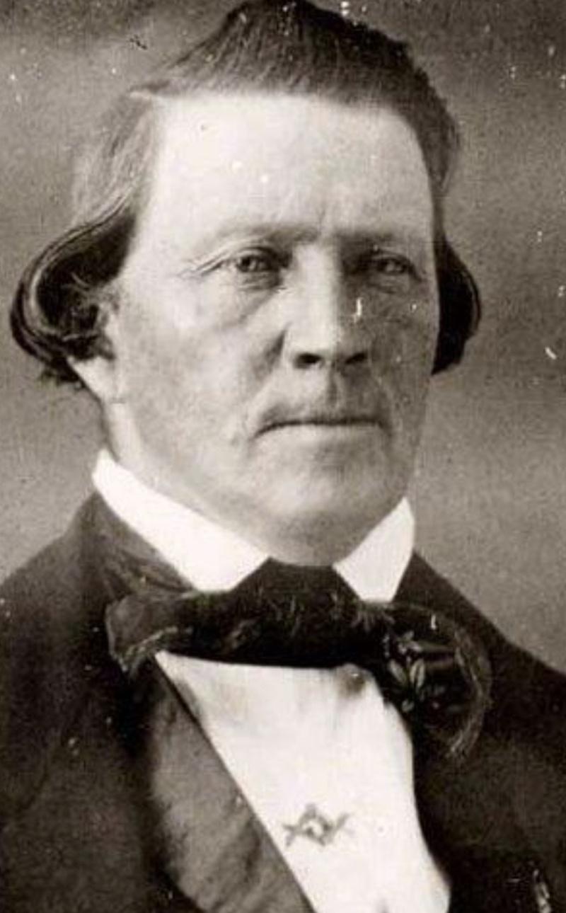 Brigham Young, 2nd President of the Church, Wearing the Masonic Square and Compasses